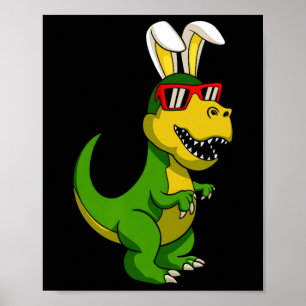 Happy Easter Dinosaur Bunny Ears Easter Boys Kids  Poster