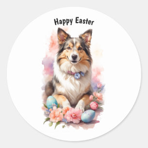 Happy Easter Dog Classic Round Sticker