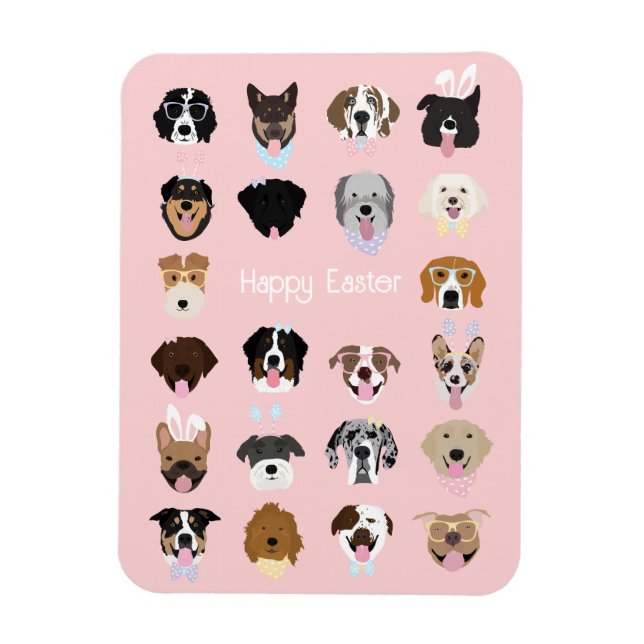 Happy Easter Dog Face Pattern Magnet (Vertical)