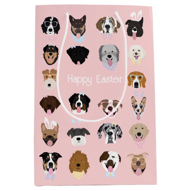 Happy Easter Dog Face Pattern Medium Gift Bag (Front)