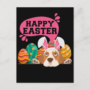 Happy Easter Dog Funny Dogs Bunny Postcard