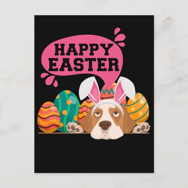 Happy Easter Dog Funny Dogs Bunny Postcard (Front)