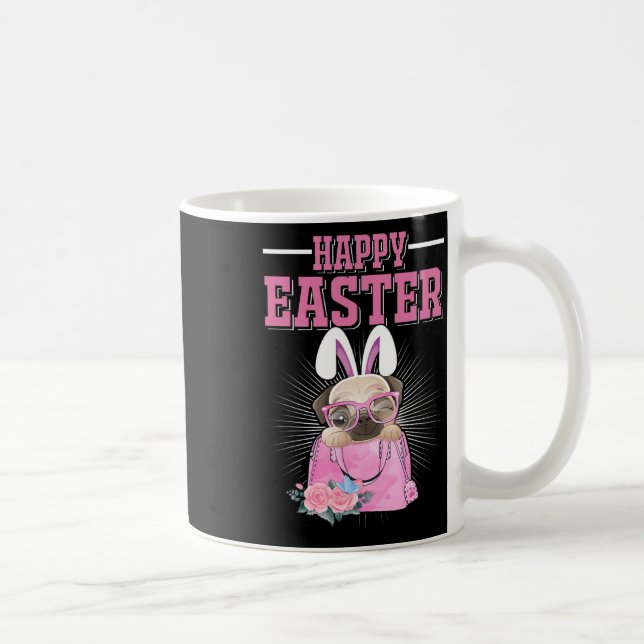 Happy Easter Dog Funny Pug Bunny _1  Coffee Mug (Right)