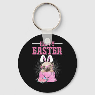 Happy Easter Dog Funny Pug Bunny _1 Key Ring