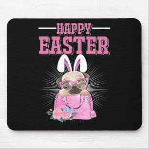 Happy Easter Dog Funny Pug Bunny _1 Mouse Mat