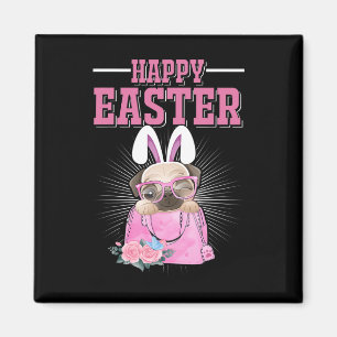 Happy Easter Dog Funny Pug Bunny Magnet