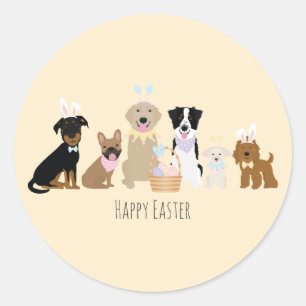 Happy Easter Dogs Classic Round Sticker