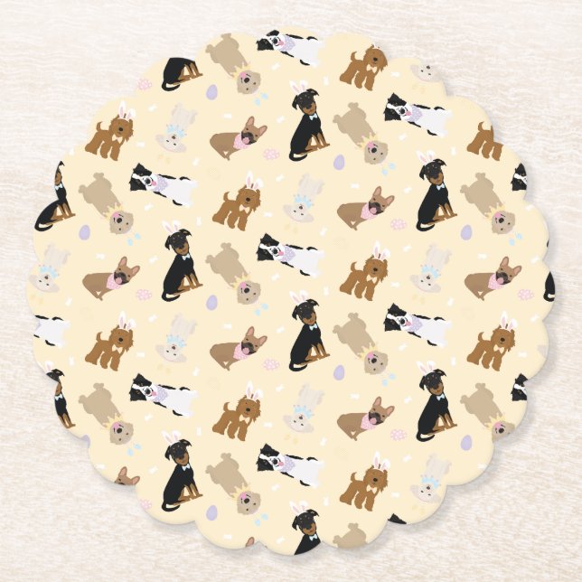 Happy Easter Dogs Paper Coaster (Front)