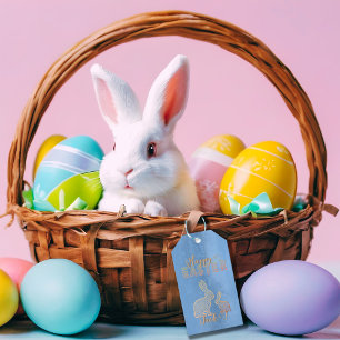 Happy Easter - Dotted rabbits Gift Tags