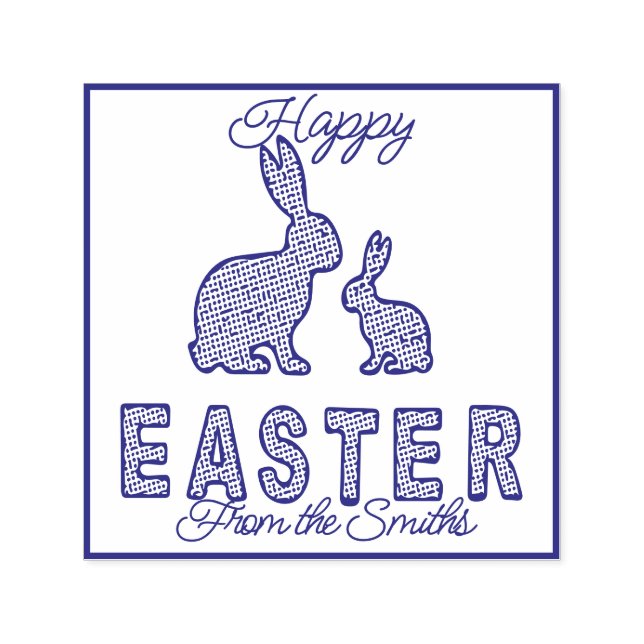 Happy Easter - Dotted rabbits  Self-inking Stamp (Design)