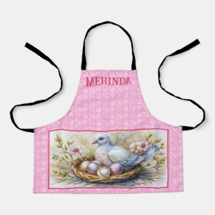 Happy Easter Dove Eggs Name Personalise. Apron