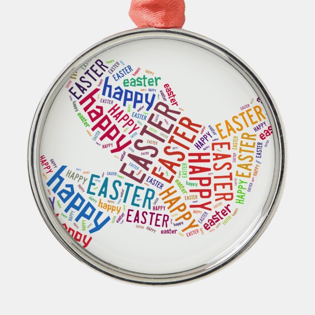 Happy Easter Dove Greeting Text Metal Tree Decoration (Front)