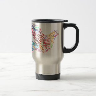 Happy Easter Dove Greeting Text Travel Mug