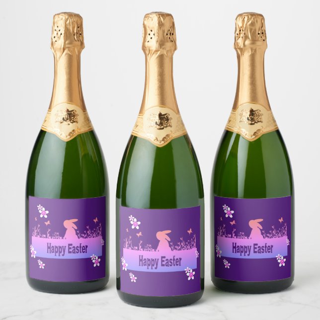 happy Easter,dreamy hare Sparkling Wine Label (Bottles)