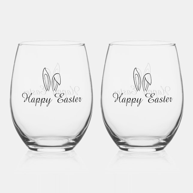 Happy Easter Drinkware Set - Stemless Wine Glass (Front)