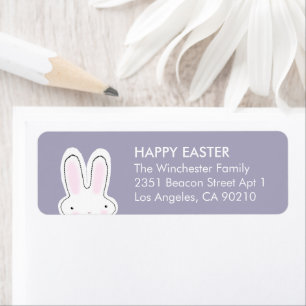 Happy Easter dusty lavender cute bunny address