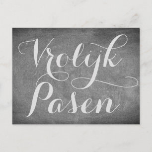 Happy Easter Dutch Pasen Chalkboard Typography Holiday Postcard
