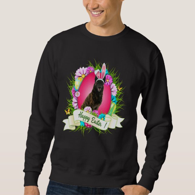 Happy Easter Dutch Shepherd Wearing Bunny Ear Eggs Sweatshirt (Front)