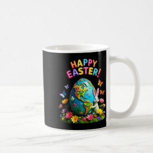 Happy easter earth day 2026 bunny world map easter coffee mug