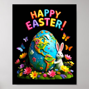 Happy easter earth day 2026 bunny world map easter poster