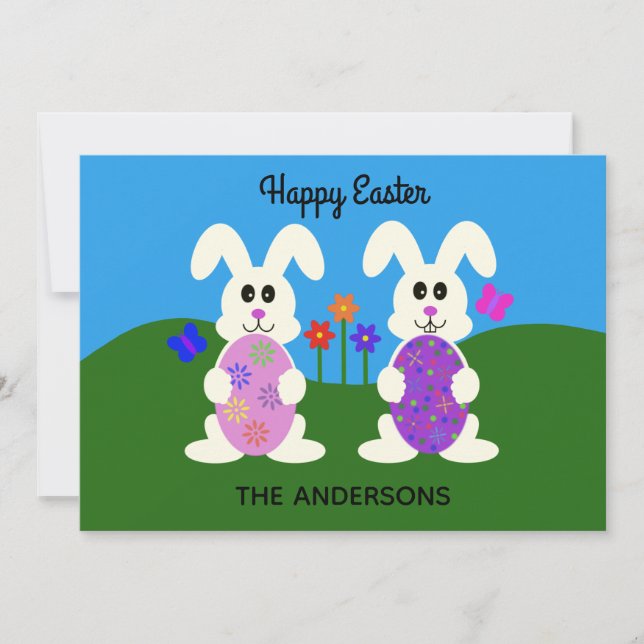 Happy Easter Easter Bunny #5 Holiday Card (Front)