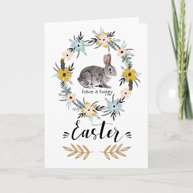 Happy Easter. Easter Bunny Custom Greeting Cards (Front)