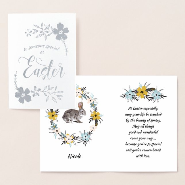 Happy Easter.  Easter Bunny Foil Card (Display)