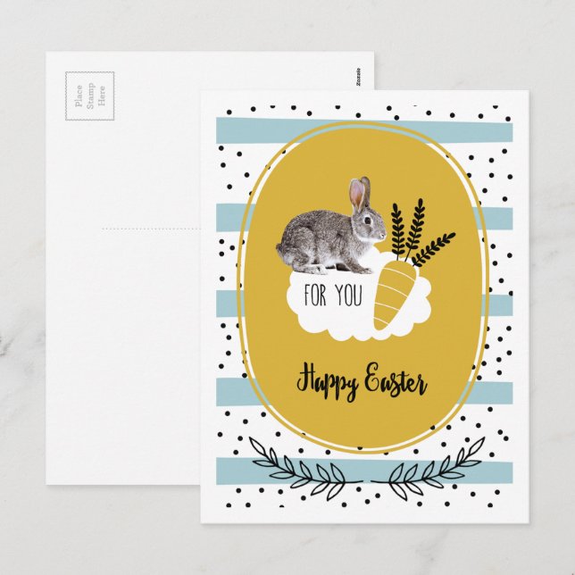 Happy Easter. Easter Bunny  Holiday Postcard (Front/Back)