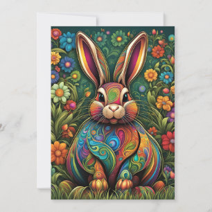 Happy Easter - Easter bunny in flowers 2 Invitation