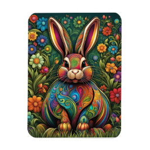 Happy Easter - Easter bunny in flowers 2 Magnet