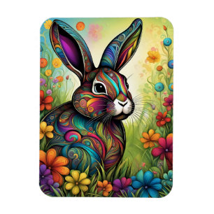 Happy Easter - Easter bunny in flowers Magnet