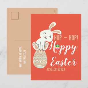 Happy Easter, easter bunny simple cute family Holiday Postcard