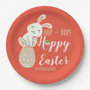 Happy Easter, easter bunny simple cute family Paper Plate