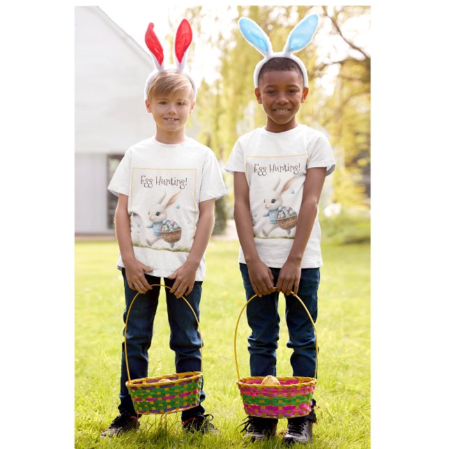 Happy easter, easter bunny walking with eggs   T-Shirt (Creator Uploaded)