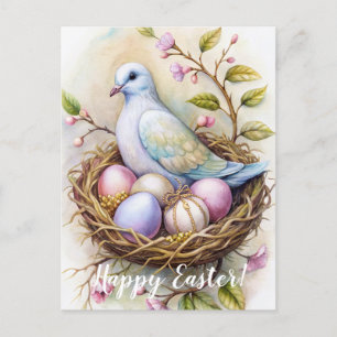 Happy Easter. Easter Dove.  Postcard