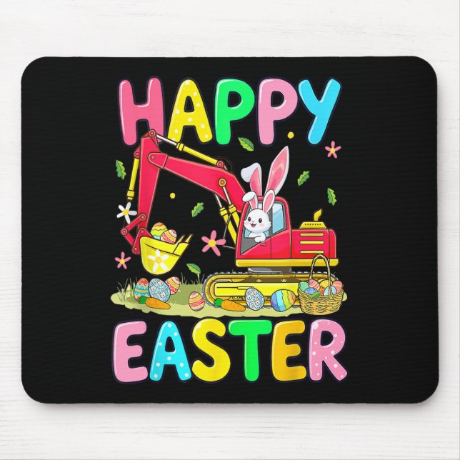 Happy Easter Easter Egg Hunt Construction Truck Eg Mouse Mat (Front)