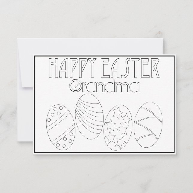 "Happy Easter" Easter Eggs and Letters Colouring Card (Front)