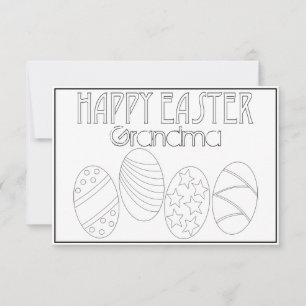 "Happy Easter" Easter Eggs and Letters Colouring Card