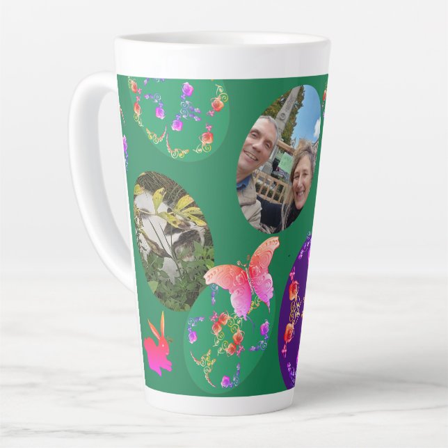 Happy Easter, Easter Eggs w/3 Photos  Latte Mug (Left Angle)