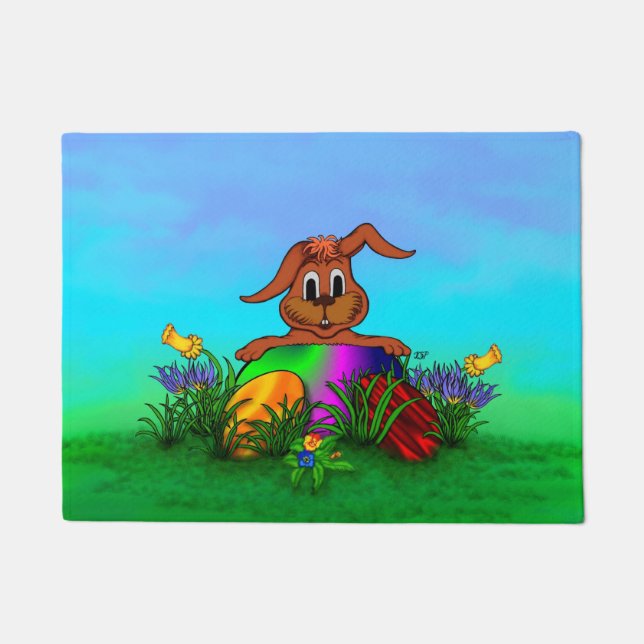 Happy Easter! Easter Rabbit Doormat (Front)