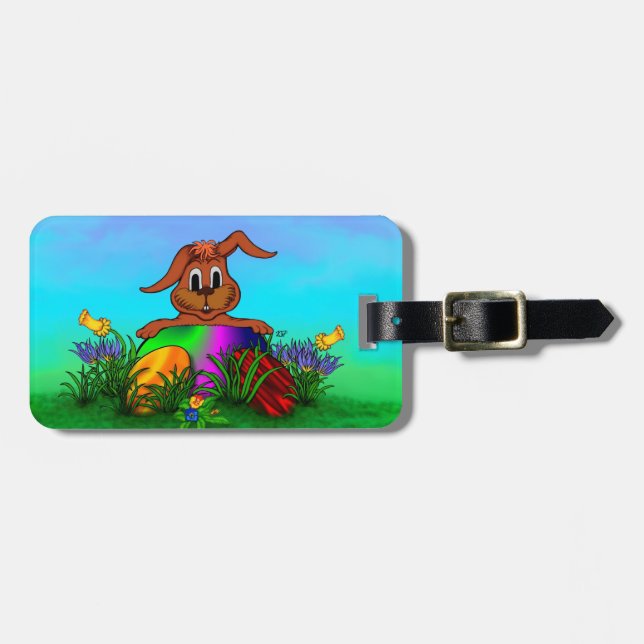 Happy Easter! Easter Rabbit Luggage Tag (Front Horizontal)
