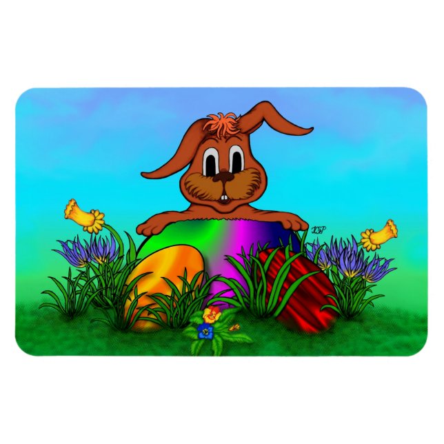 Happy Easter! Easter Rabbit Magnet (Horizontal)