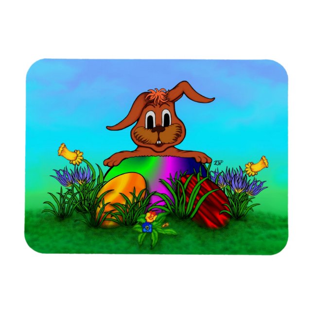 Happy Easter! Easter Rabbit Magnet (Horizontal)