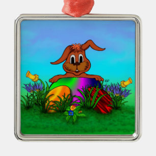 Happy Easter! Easter Rabbit Metal Tree Decoration