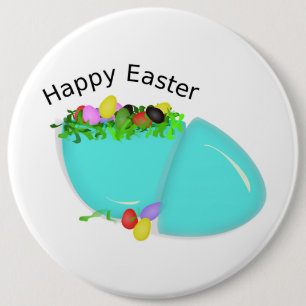 "HAPPY EASTER" EGG 6 CM ROUND BADGE