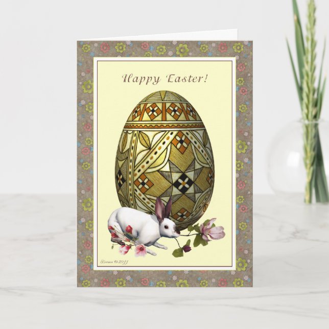 Happy Easter - Egg and Bunny Holiday Card (Front)