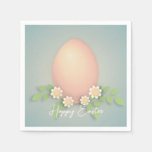 Happy easter egg and daisy flowers napkin