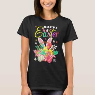 Happy Easter Egg Basket Bunny Ears 3 T-Shirt