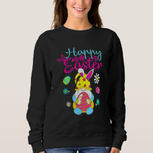 Happy Easter Egg Basket Bunny Ears Sweatshirt