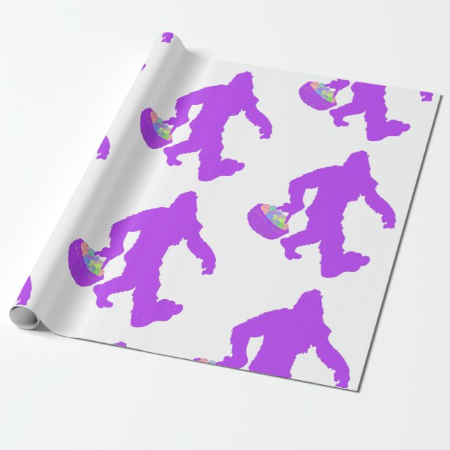 happy Easter Egg bigfoot yeti sasquatch Wrapping Paper (Unrolled)